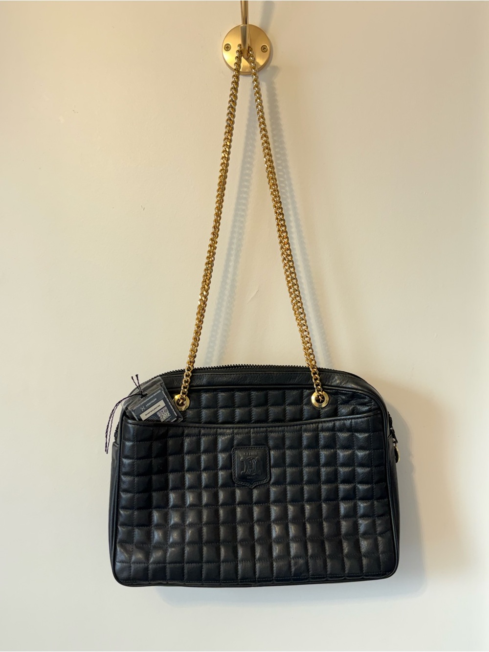 Vintage Celine Bag with gold chain and black leather